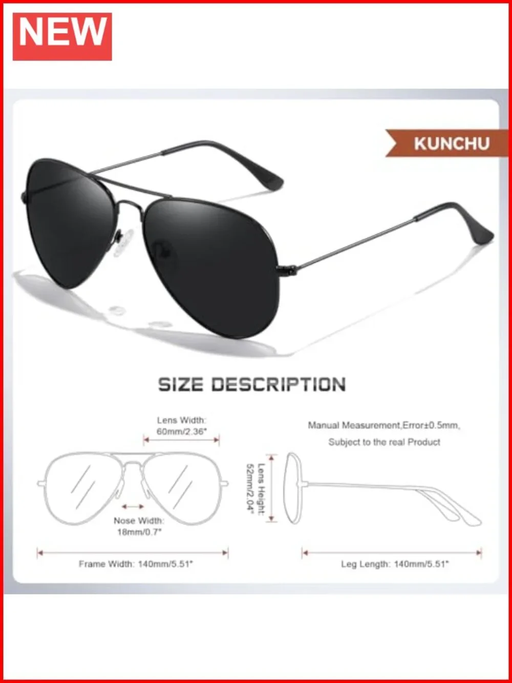 Polarized Aviator Sunglasses UV Protection Driving Metal Frame